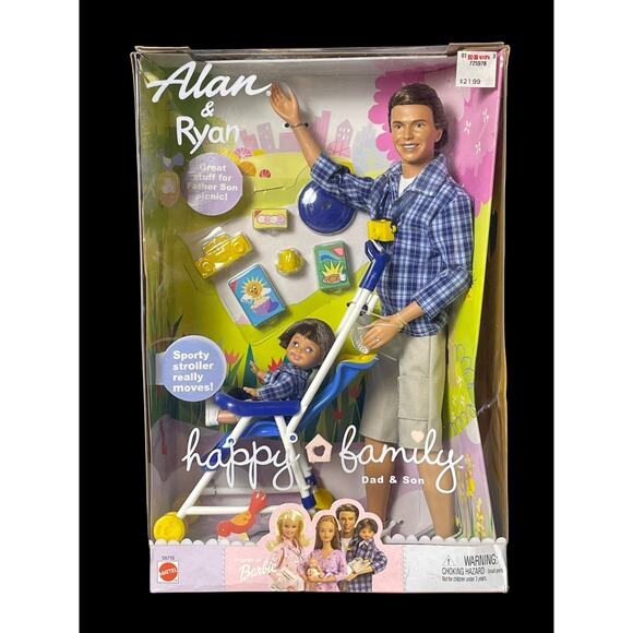 Rare 2002 Mattel Happy Family Dad and Son Alan & Ryan Barbie Dolls #56710 VTG - Picture 1 of 7